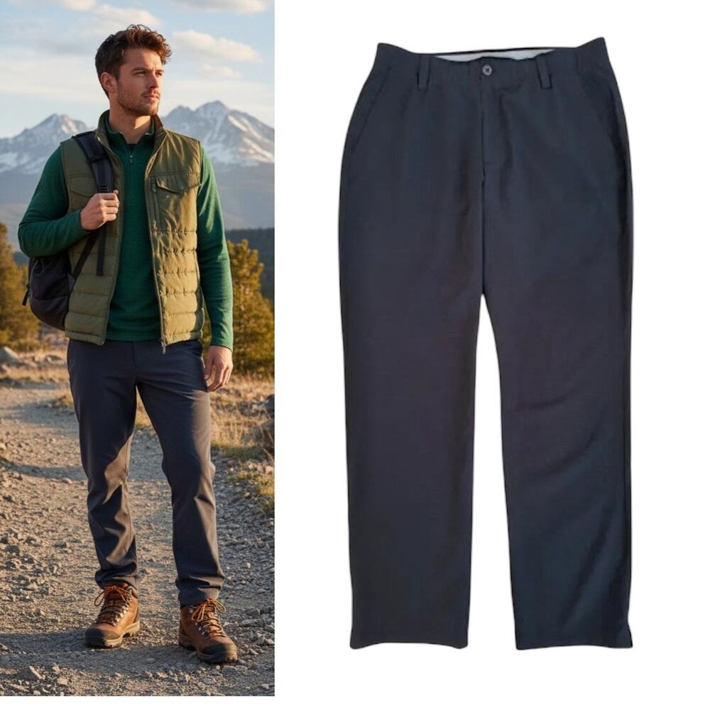 Under Armour Mens Ripstop Pants 36x32 Black Straight Leg Athletic Hiking Outdoor